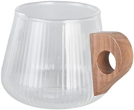 AYNEFY Glass Coffee Cup Cup Coffee Glass with Wooden Handle for Tea Milk Whiskey Home Kitchen Travel (450ml) - Image 4