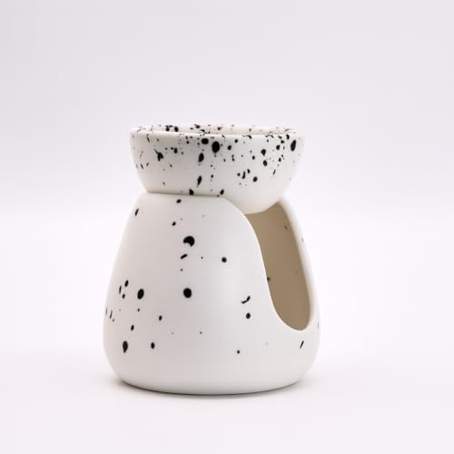Ceramic Oil Burner & Wax Melt Warmer, Speckled White, The Arose New York by TheAroseNewYork