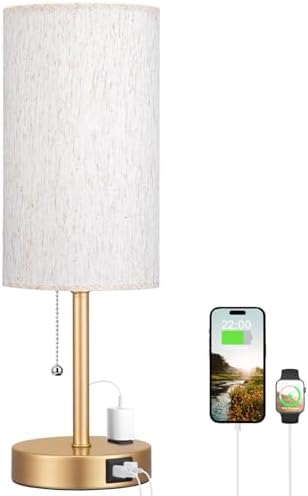 17in Bedside Table Lamp for Bedroom, Desk Lamp with USB Ports for Dorm by DicooolDirect