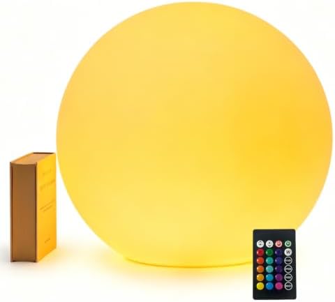 16-inch LED Glowing Ball Light, Rechargeable Waterproof Globe Orb Lamp by COPU