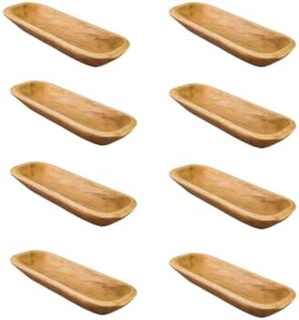 Serene Spaces Living Rectangular Natural Wood Tray – Elegant Centerpiece & Versatile Organizer for Home, Office, Event Decor, 16" Long & 6" Wide, Pack of 8 by SereneSpacesLiving