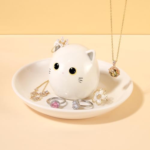 PUDDING CABIN Cat Mom Gifts for Women, Kitty Ring Holder for Jewelry, Jewelry Tray Dish Rings Bracelets Earrings Trinket Tray, Cat Gifts for Women Birthday Mother's Day Christmas Wedding Ring Holder - Image 2