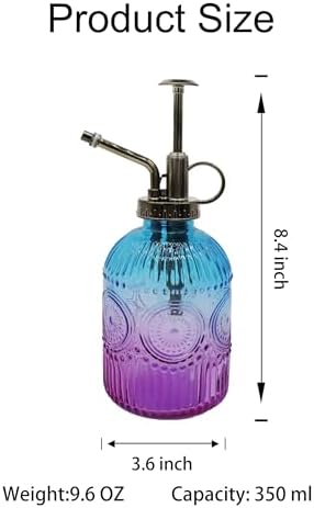 Glass Plant Mister Spray Bottle, 350ML Vintage Plant Spritzer with Top Pump Watering Can for Indoor Outdoor House Plants,Flowers (Blue Purple) - Image 3