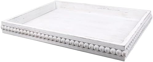 Hrastany Wood Coffee Table Serving Tray, Whitewashed, 15.7"*11.8"*1.57" by Hrastany