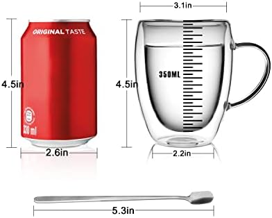 LIBWYS 12oz Double Walled Coffee Cups Glasses Mugs, Borosilicate Glass 2Pcs - Image 4