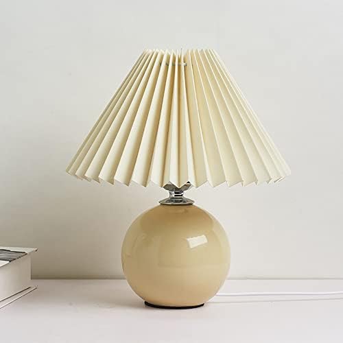Meefad Modern Pleated Small Table Lamp Aesthetic Cute Night Light in Beige by MeefadHome