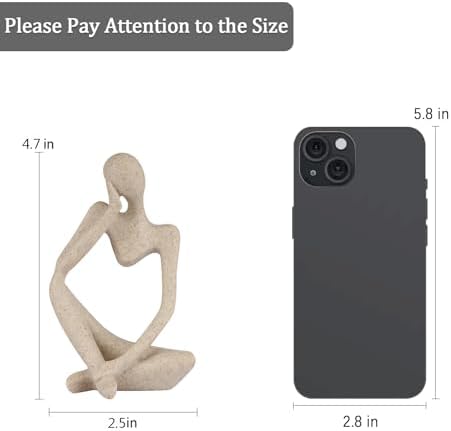 Sandstone Resin Thinker Statue Style Abstract Sculpture, Sandstone, Left - Image 2