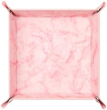 Valet Tray Desktop Storage Organizer – Vegan Leather Catchall Bedside Vanity Tray Nightstand Caddy Holder for Remote Controller, Watch, Keys, Phone, Wallet, Coin, Jewelry, Marble Pink by siduater