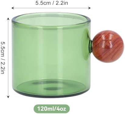 Glass Espresso Cups, 4 oz Mini Green Glass Coffee Mugs - Image 2