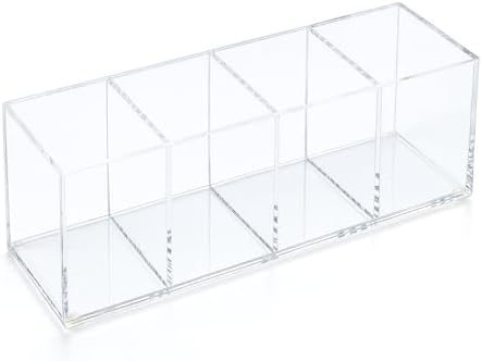 elysolpluv Clear Acrylic 4-Compartment Organizer Box, Large (8.7" × 3.0" × 3.7") – Handcrafted, Eco-Friendly, Minimal Packaging Home Storage Organizer by elysolpluv