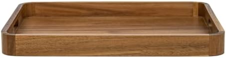 HILLSPRING Acacia Wood Serving Tray with Handles, 17" x 13" by HillSpring