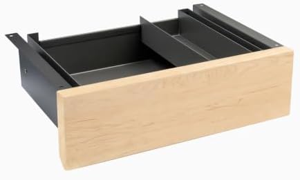 Desky Minimal Under Desk Drawer Slim Steel Storage Drawer for Sit-Stand Desks Dual Level Maple Hardwood Finish - Space Grey Frame by Desky