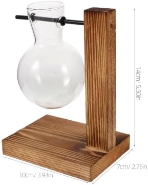 Wood Hydroponic Glass Vase with Stand for Plant Propagation - Image 2