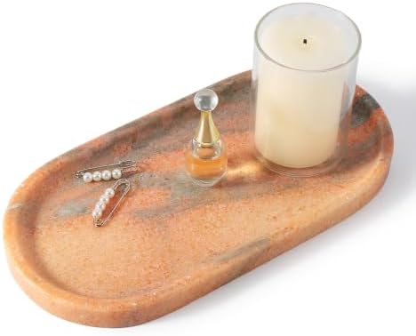 Koville Natural Marble Tray for Bathroom Countertop, Vanity Tray for Decor by Koville