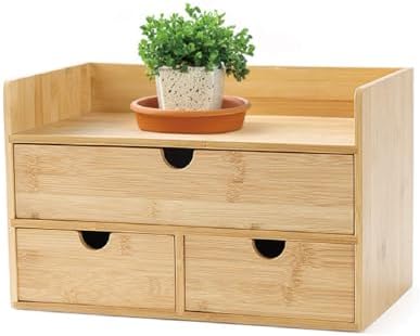 3 Drawer Bamboo Desk Organizer with Shelf – Makeup Storage & Tabletop Organizer for Home Office, Workspace, or Bathroom – No Assembly Required by MAGICBAMBOO