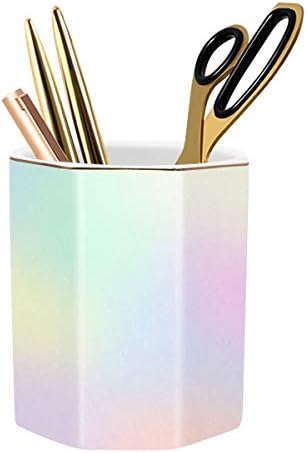 Pen Holder for Desk, Pencil Cup Holder Desktop Stationery Makeup Brush Organizer for Girls Durable Ceramic Desk Organizer for Office, Classroom, Room, Colorful by WAVEYU