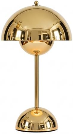 Lucido NordGlow Table Lamp - Cordless Rechargeable Mushroom Dome Lamp, Dimmable Touch LED with Warm Ambient Glow, Modern Mid-Century Accent Light for Bedroom, Desk, Bar & Nightstand (Gold) by Unknown