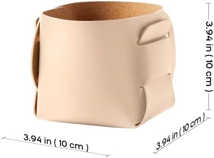 HOMIEAZICOZI 2-Pack Cork Leather Desk Accessories Storage - Pencil Pen Holder - Makeup Brush Holder Organizer - Stylish Addition to Home Decor (Apricot) - Image 3
