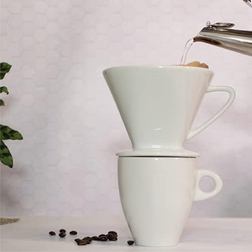 Cilio Coffee Dripper-#4 Medium, White Porcelain-Manual Filter Holder for Smooth Drip Coffee & Pour Over Brewing-Dishwasher Safe, Non Plastic. - Image 3