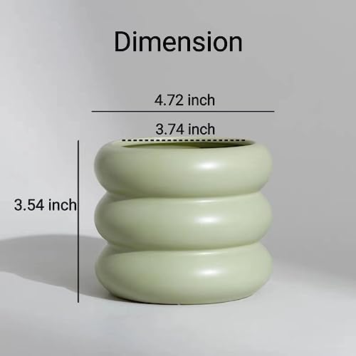 Ceramic Plant Pot Indoor, 4.5 Inch Flower Pot with Drainage Hole, Small Bubble Design Ceramic Planter for Home & Office Decor (Green) - Image 4