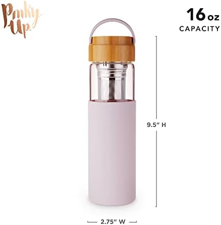 Pinky Up Dana Tea Infuser Mug with Strainer and Lid, Insulated Glass Tumbler for Home Office, Travel, Picnic, Camping, 16 oz, Set of 1, Purple - Image 3