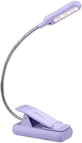 VAVOFO Rechargeable Book Light for Reading in Bed Kids, 7 LED Reading Light with 9-Level Warm Cool White Daylight, Eye Care Lamp with Power Indicator for Bookworms (Purple) by VAVOFO