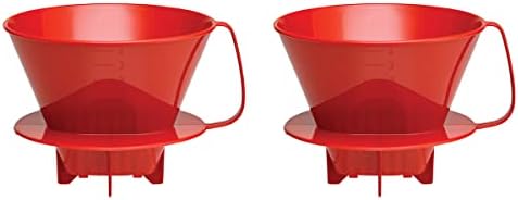 Fino Pour-Over Coffee Brewing Filter Cone, Number 4-Size, Red, Brews 8 to 12-Cups, Set of 2 by Fino