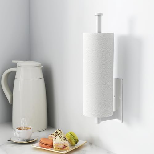 Paper Towel Holder Under Cabinet, Self-Adhesive or Drilling, White - Image 2