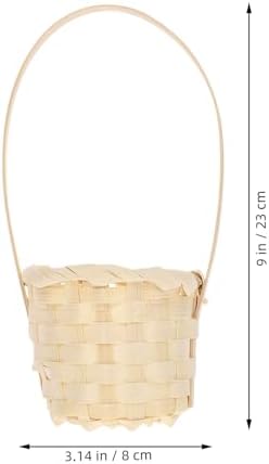 ibasenice 5pcs Beige Woven Storage Basket with Flexible Handle - Image 2
