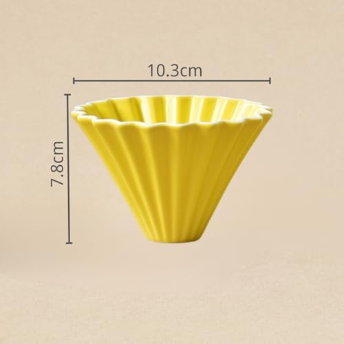 Yellow Ceramic Pour Over Coffee Dripper - 10.3×7.8cm Origami-Inspired V60 Cone Filter, Heat Retaining Hand Brew Cup with Deep Grooves for Smooth Flow and Rich Coffee Flavor - Image 6