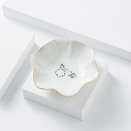 2Pcs Ceramic Jewelry Dish - Lotus Leaf Shape, for Ring Holder Necklace Small Key, Suitable for Mother Friend Sister, Gifts for Women, Cute Plate Trinket Tray, Home Decor (Blue & White) - Image 3