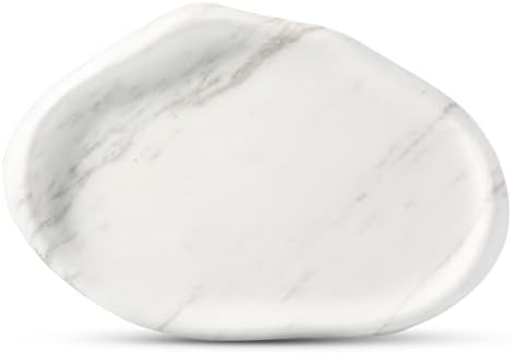 Koville Luxurious Natural White Marble Vanity Tray, Cloud Shape Serving Stone Key Tray for Home Decor, 10" x 7" Marble Storage Trays for Bathroom, Stone Plate Holder for Perfume, Candle and Jewelry by Koville