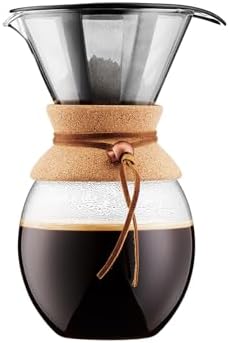 Bodum 51oz Pour Over Coffee Maker, High-Heat Borosilicate Glass with Reusable Stainless Steel Filter and Cork Grip - Made in Portugal by Bodum
