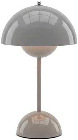 Lucido NordGlow Table Lamp - Cordless Rechargeable Mushroom Dome Lamp, Dimmable Touch LED with Warm Ambient Glow, Modern Mid-Century Accent Light for Bedroom, Desk, Bar & Nightstand (Gray) by Unknown