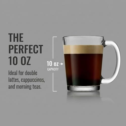 Godinger Coffee Mugs, Clear Glass Coffee Cups,10oz Set of 4, Made in Italy - Image 4