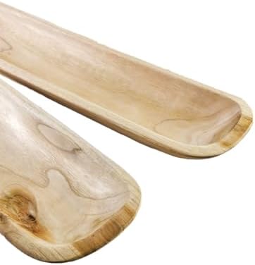 Serene Spaces Living Rectangular Natural Wood Tray – Elegant Centerpiece & Versatile Organizer for Home, Office, Event Decor, 24" Long & 5.5" Wide - Image 4