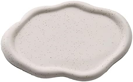 Ceramic Jewelry Tray, Cute Irregular Cloud Shape Trinket Dish Watch Keys Tray Ring Dish Holder for Mother's Day/Christmas/Thanksgiving/Birthday Gift (White Oval) by Unknown
