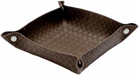UnionBasic Small Valet Tray, Jewelry Tray for Rings Watches Earrings, Entryway Catchall Caddy for Coins Keys Change, Nightstand Bedside Valet Holder, Trays for Electronic Gadgets, Woven Coffee - Image 7