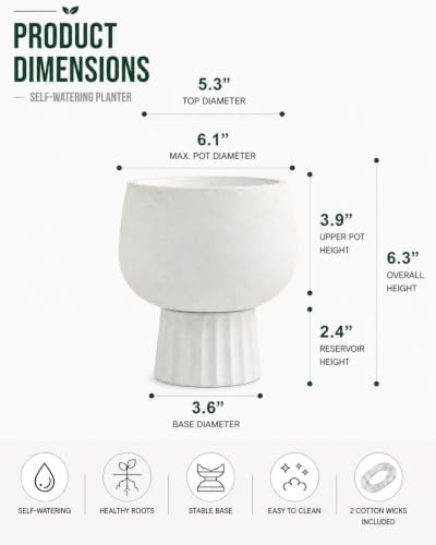 Self Watering Pots for Indoor Plants, 6 Inch Ceramic African Violet Pot - Image 2