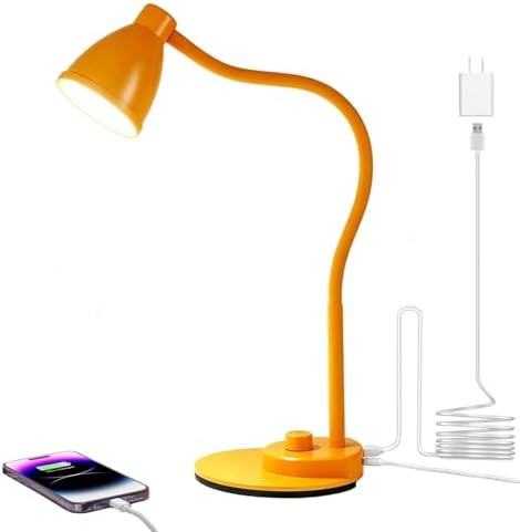BOHON LED Desk Lamp with USB Charging Port 3 Color Modes Fully Dim, Yellow by BOHON