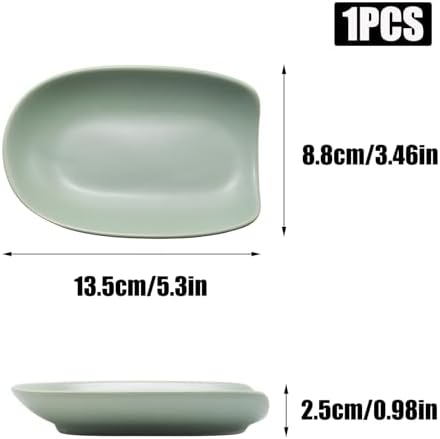 Ceramic Trinket Dish, Jewelry Dish Tray, Ceramic Ring Dish, Small Trinket Tray for Earrings Rings Necklaces Watch Keys (Cream Green) - Image 2