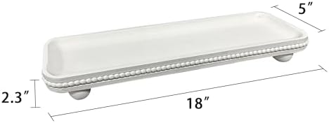 Dwellington Oval Wooden Decorative Tray, Farmhouse Style, Beaded Serving Tray for Living Room, Coffee Table (White) - Image 5