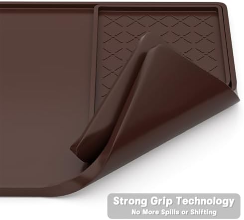 Rnivvi Silicone Coffee Mat, 16" x 24" Waterproof Raised Edge Coffee Bar Mats for Espresso Machine Station Accessories, Heat Resistant Detachable Dish Drying Pad for Kitchen Counter, Dish Rack, Brown - Image 5