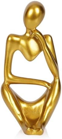 Sandstone Resin Thinker Statue Style Abstract Sculpture, Gold, Right by Ozzptuu
