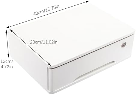1-Tier Desktop Storage Box with Lockable Drawer, Wooden Desk Organizer for Office Supplies, Flat File Cabinet, Minimalist Design for Home & Office Use(White) - Image 3