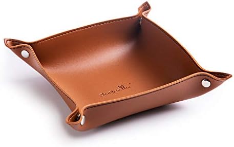 PU Leather Jewelry Valet Tray for Women and Man (Brown-B) by SANQIANWAN