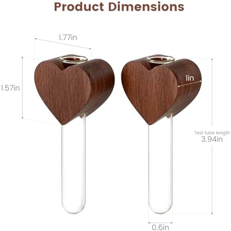Heart-Shaped Wooden Magnetic Flower Vase Set of 2 for Refrigerator - Image 2