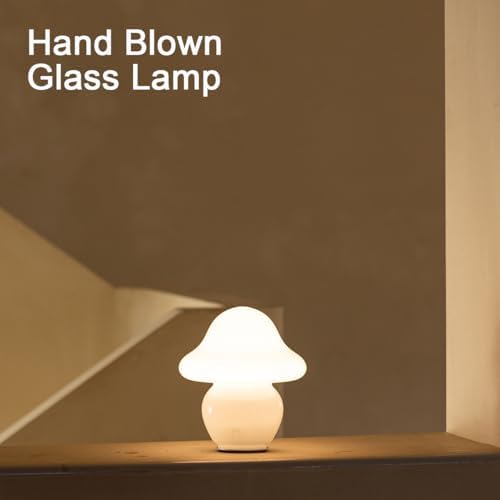 HEQET Mushroom Lamp Glass Mushroom Table Lamp for Bedrooms, Living Room, Aesthetic Lamps for Bedroom, Cute Bedside Lamp - Image 2