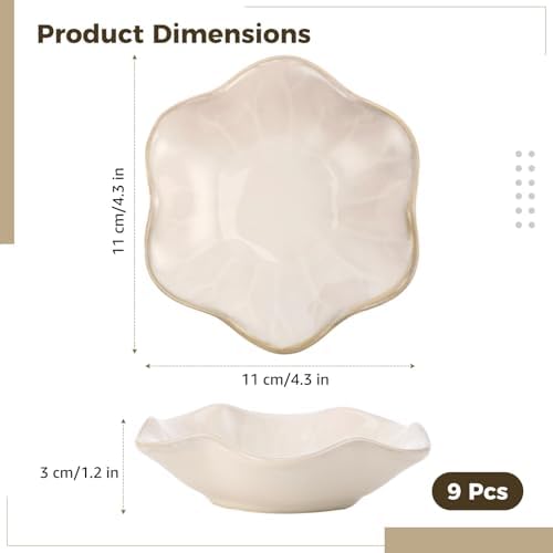9 Pcs Ceramic Jewelry Dishes, Lotus Leaf Ring Trays, Gold Trim Trinket Tray - Image 5