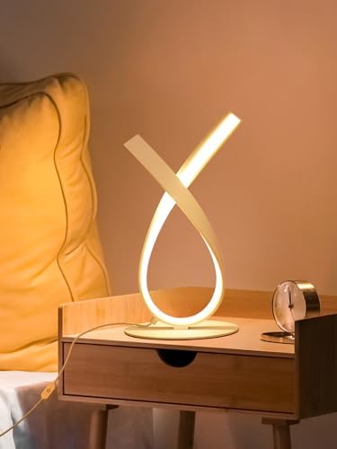 NUÜR White Spiral LED Table Lamp, Stepless Dimmable Bedside Lamp - Image 2